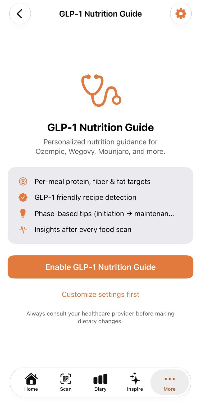 ForkCast GLP-1 Nutrition Guide screen
