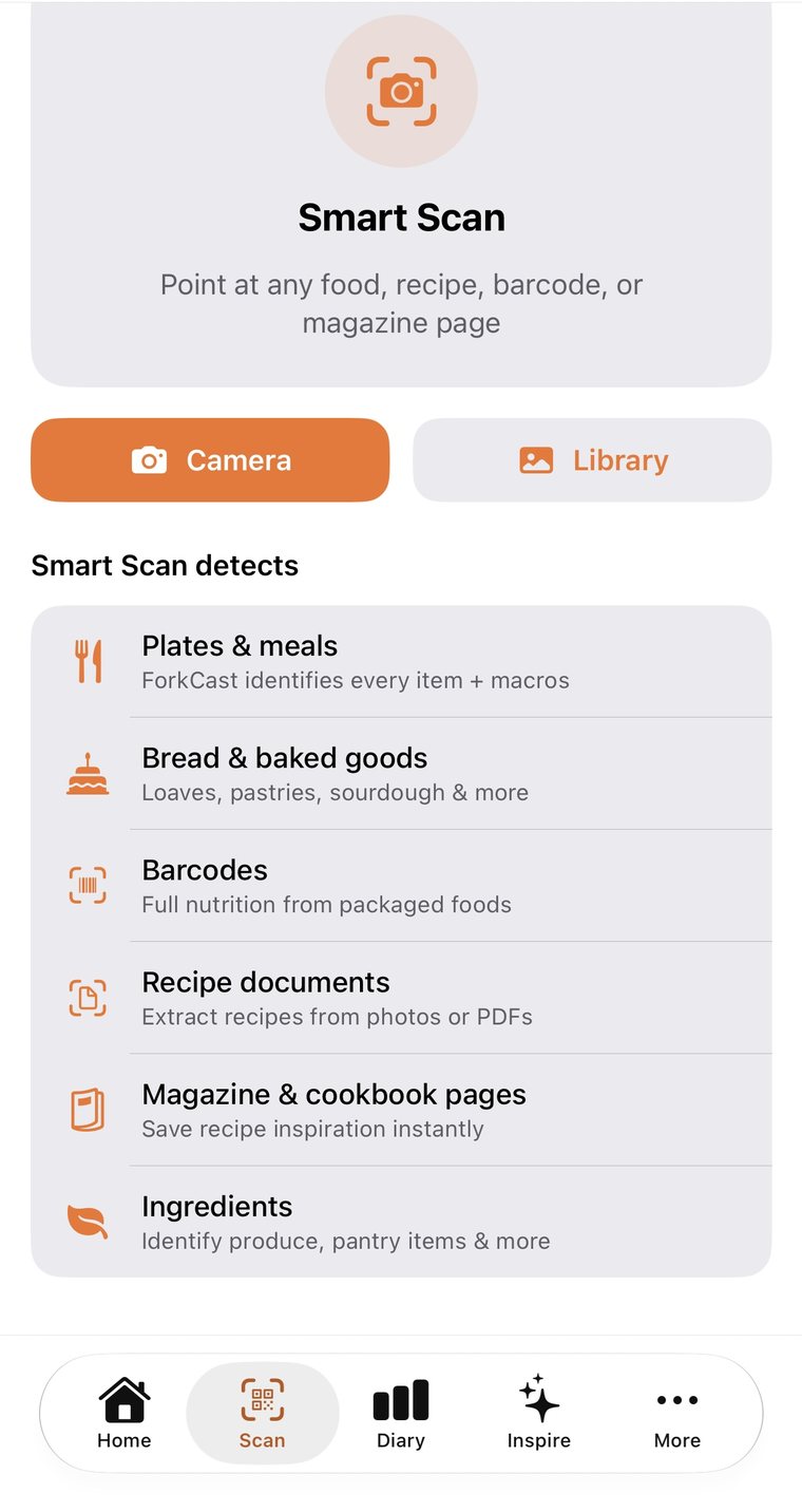 ForkCast Smart Scan screen